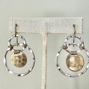 Robert Lee Morris Mixed Metals wire wrapped hoop circle drop Earrings